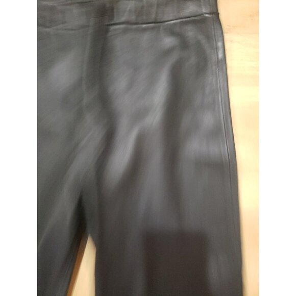 Theory Pants Black Lamb Adbelle Leather Stretch  Leggings Size 8 Elastic Waist - Picture 3 of 13